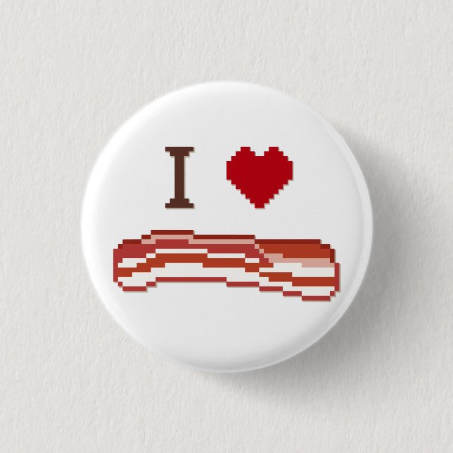 I Love Bacon Pinback Button (Front)