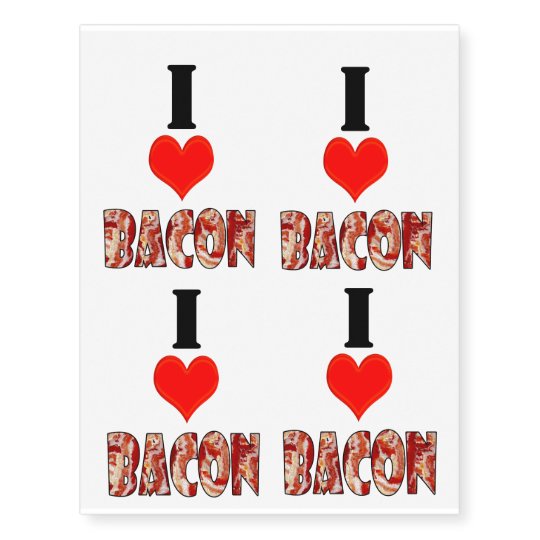 I Love Bacon Temporary Tattoos