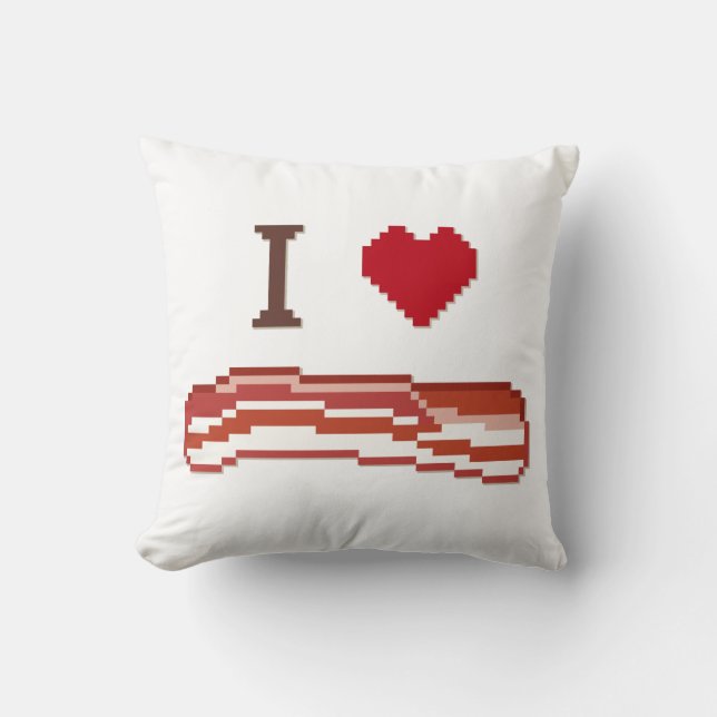 I Love Bacon Throw Pillow (Front)