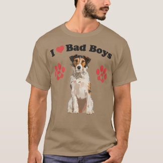 I LOVE BAD BOYS Funny Male Fox Terrier Puppy Dog M T-Shirt