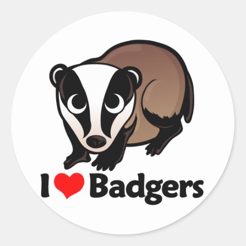 I Love Badgers Classic Round Sticker