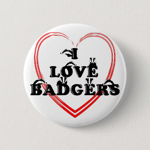 I love badgers Heart Button