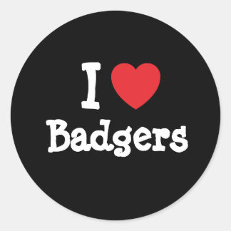 I love Badgers heart custom personalized Classic Round Sticker