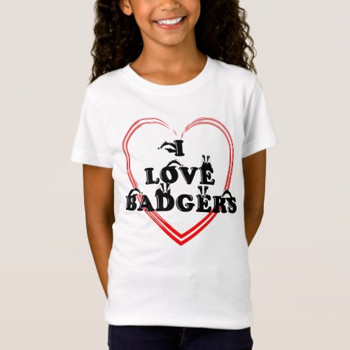 I love badgers Heart T_Shirt
