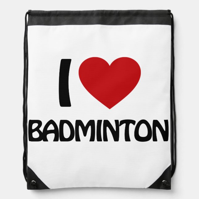 I love Badminton Drawstring Bag (Front)