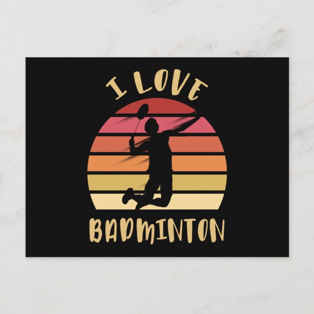 I Love Badminton Jump Smash Postcard (Front)
