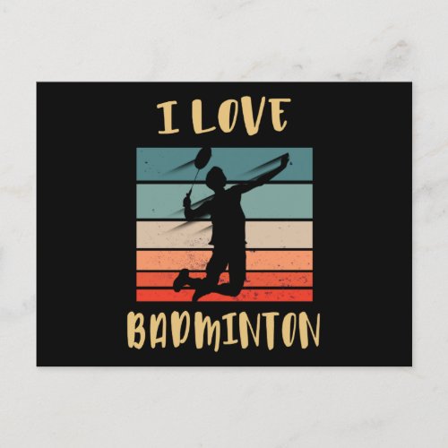 I Love Badminton Jump Smash Postcard