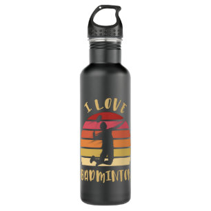 I Love Badminton Jump Smash Stainless Steel Water Bottle