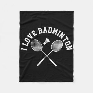 I Love Badminton Player Gift Retro Style  Fleece Blanket