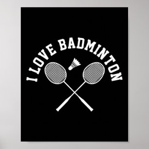 I Love Badminton Player Gift Retro Style Poster