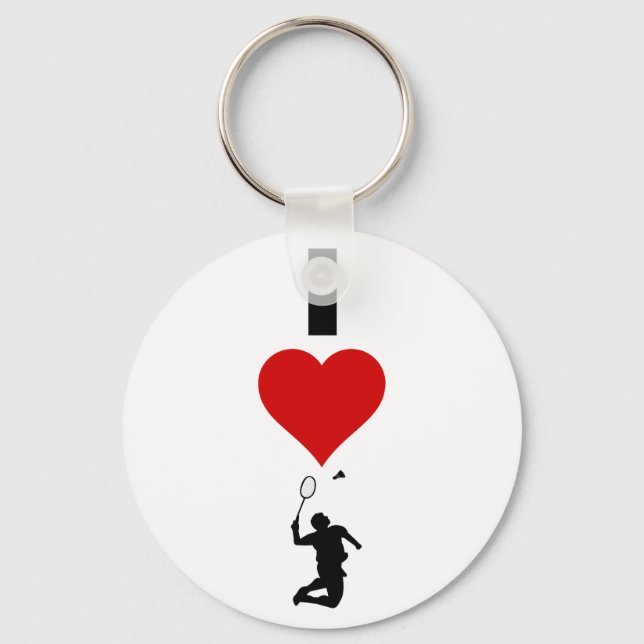 I Love Badminton (Vertical) Keychain (Front)
