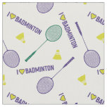I love badminton with green rackets on white fabric