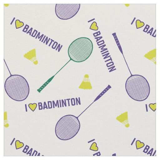 I love badminton with green rackets on white fabric
