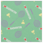 I love badminton with rackets on pale green fabric