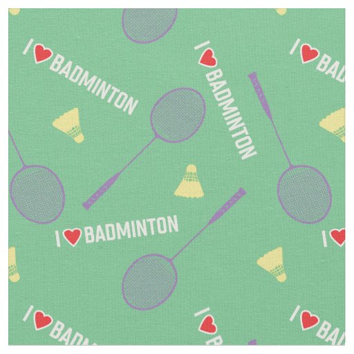 I love badminton with rackets on pale green fabric