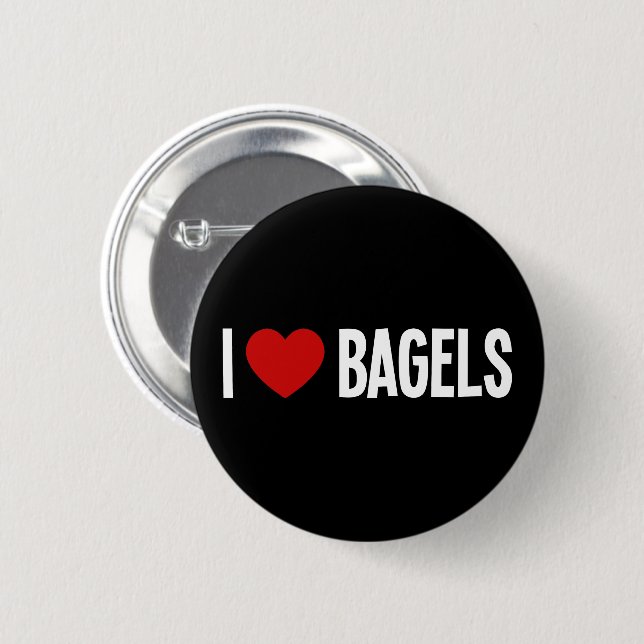 I Love Bagels • I Heart Bagels Round Button (Front & Back)