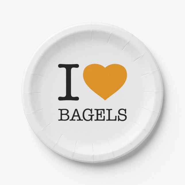 I LOVE BAGELS PAPER PLATES (Front)