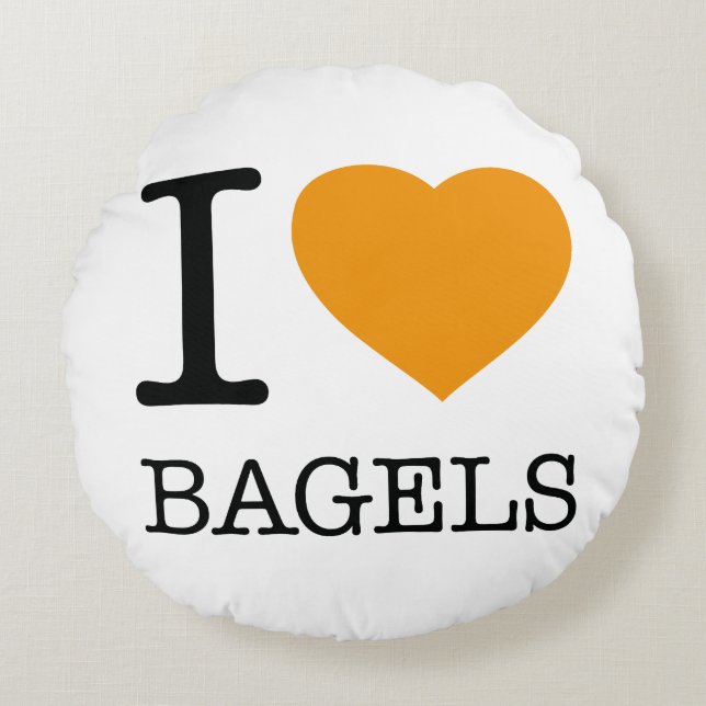 I LOVE BAGELS ROUND PILLOW (Front)