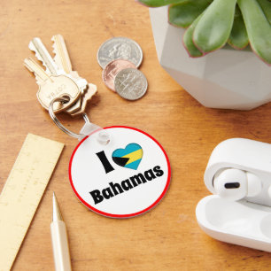 I love Bahamas & Bahamas Heart - travel / sports Keychain