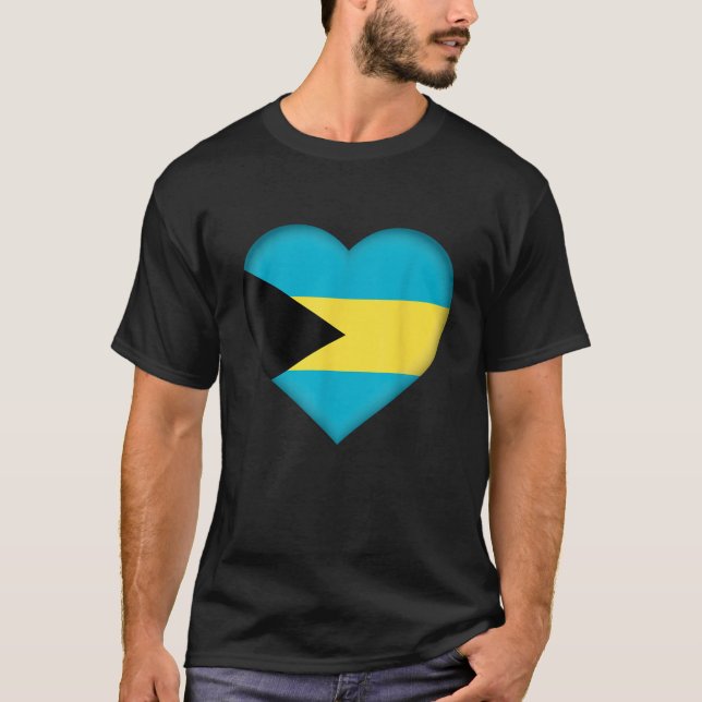 I Love Bahamas  Bahamian Flag Heart Outfit  T-Shirt (Front)
