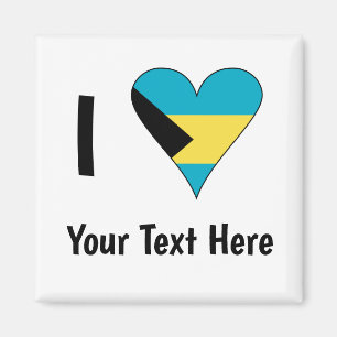 I Love (Bahamas Flag Heart) Personalized Magnet