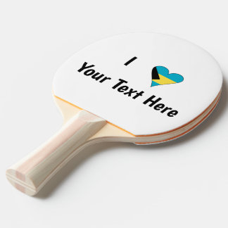 I Love (Bahamas Flag Heart) Personalized Ping Pong Paddle