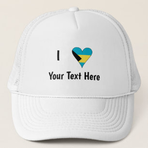 I Love (Bahamas Flag Heart) Personalized Trucker Hat