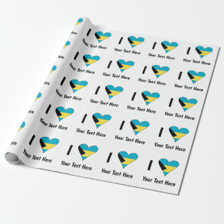 I Love (Bahamas Flag Heart) Personalized Wrapping Paper