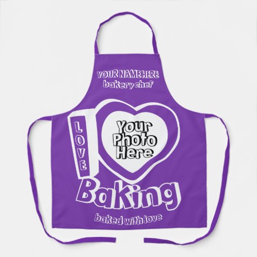 I love Baking Funny Purple Heart Bakery Apron