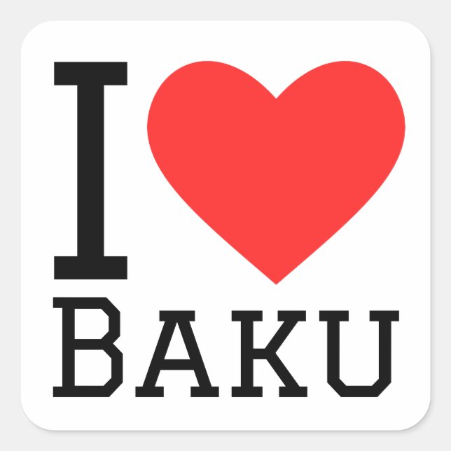 I love baku square sticker (Front)