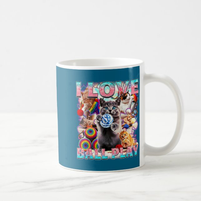 I Love Ball Play Cute Cats Roll Of Wool Kitty For  Coffee Mug (Right)