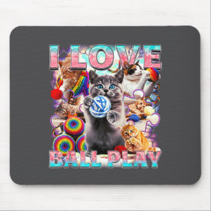 I Love Ball Play Cute Cats Roll Of Wool Kitty For Mouse Pad