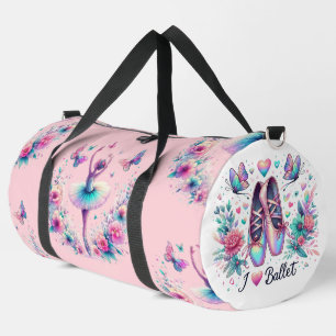I Love Ballet Ballerina Dance Large Duffel Bag