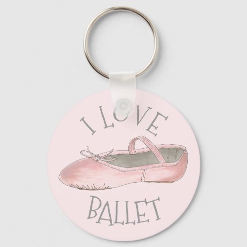 I Love Ballet Ballerina Pink Slipper Dance Teacher Keychain
