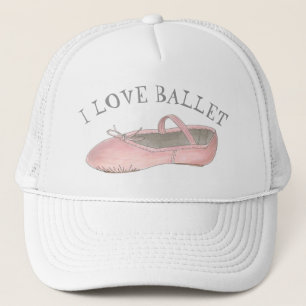 I Love Ballet Ballerina Pink Slipper Dance Teacher Trucker Hat