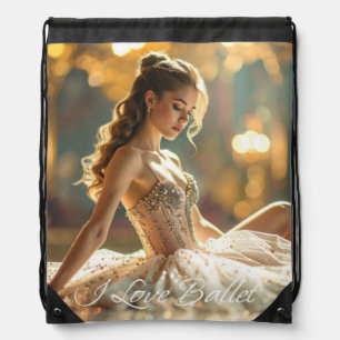 I LOVE BALLET - BALLET & DANCE DRAWSTRING BAG