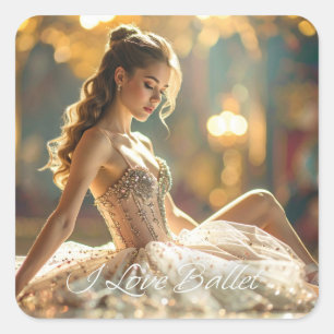 I LOVE BALLET - BALLET & DANCE SQUARE STICKER