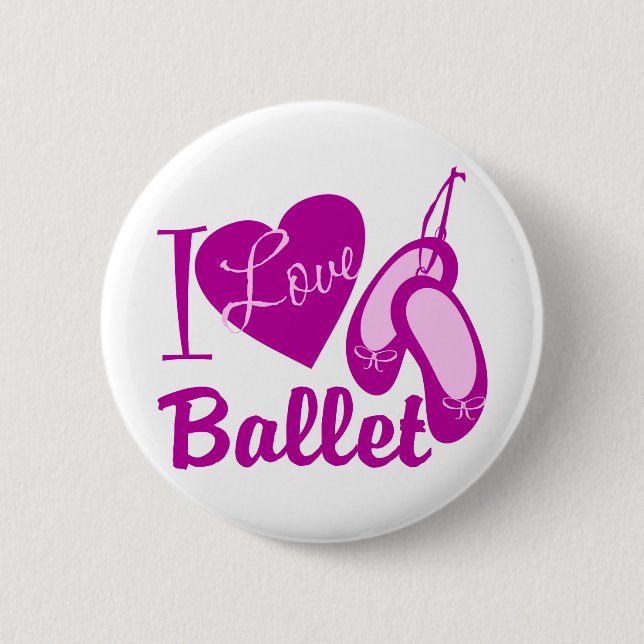 I Love Ballet Pinback Button (Front)