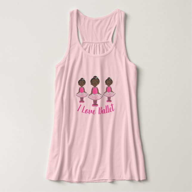 I LOVE BALLET Pink Tutu Ballerina Dance Teacher Tank Top (Design Front)