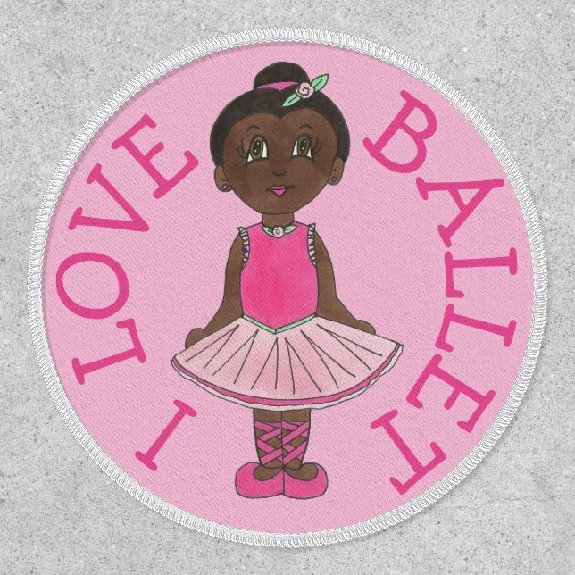 I LOVE BALLET Pink Tutu Girl Ballerina Dance Class Patch (Front)
