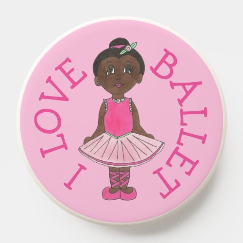 I LOVE BALLET Pink Tutu Girl Ballerina Dance Class PopSocket