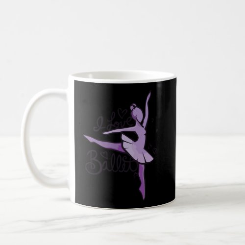 I Love Ballet Purple Ballerina Art Cute Coffee Mug