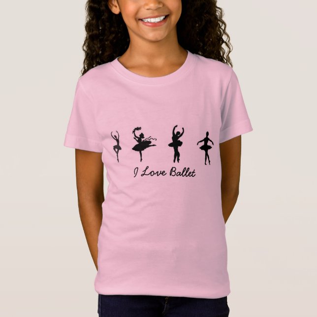 "I LOVE BALLET" T-SHIRT PINK CUTE LOVELY (Front)