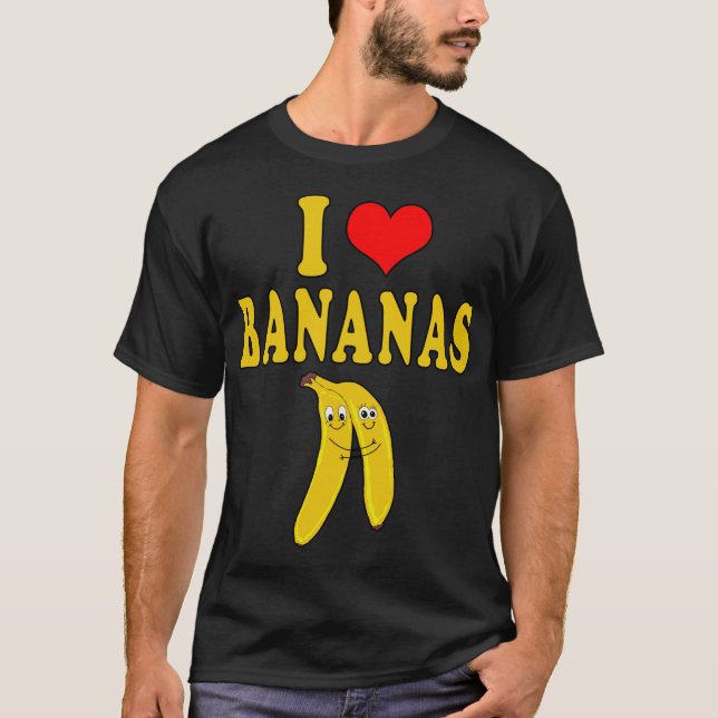 I Love Bananas Funny Costume Vegan T-Shirt (Front)
