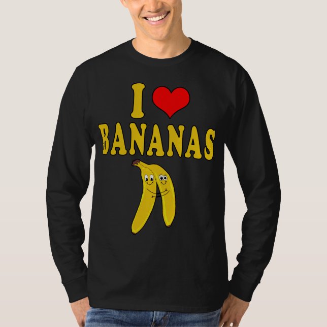 I Love Bananas Funny Costume Vegan T-Shirt (Front)