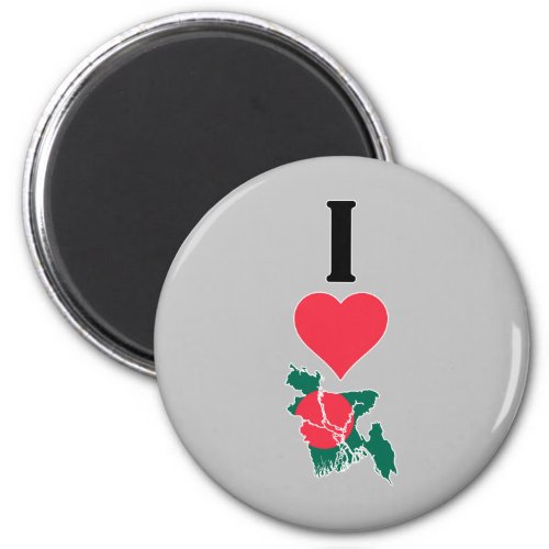 I Love Bangladesh Vertical Heart Country Flag Map Magnet