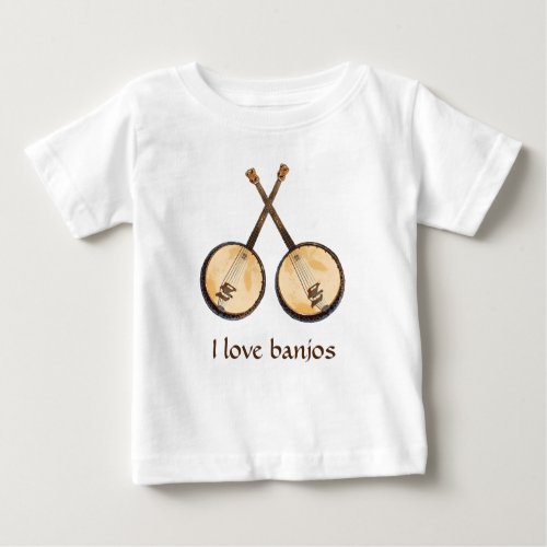 I Love Banjo Music Instruments Baby T_Shirt