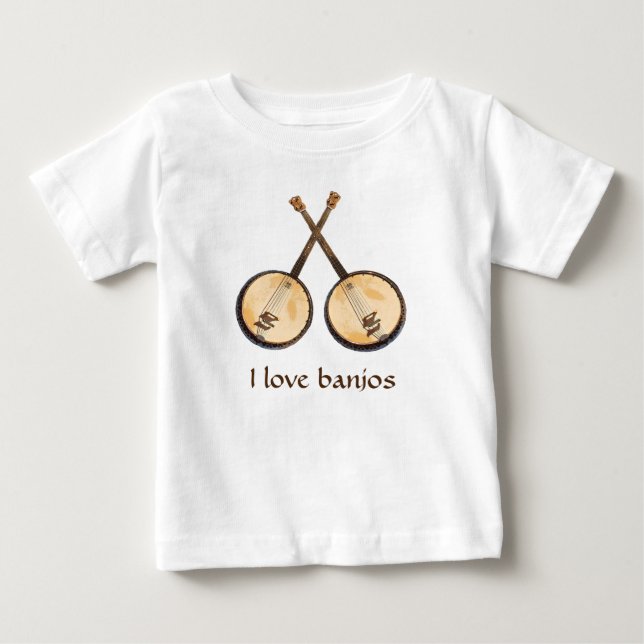 I Love Banjo Music Instruments Baby T-Shirt (Front)