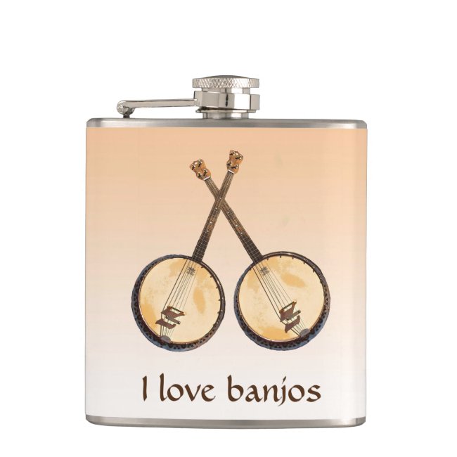 I Love Banjo Music Instruments Flask