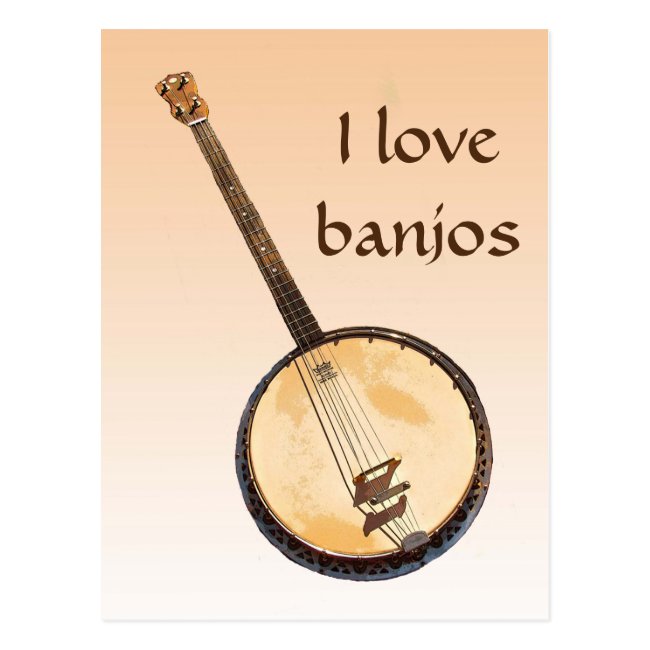 I Love Banjos Music Instrument Postcard